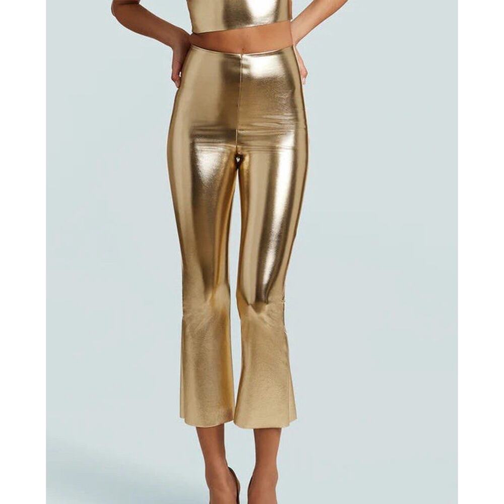 Commando Faux Leather Crop Flare Legging Gold S NWT